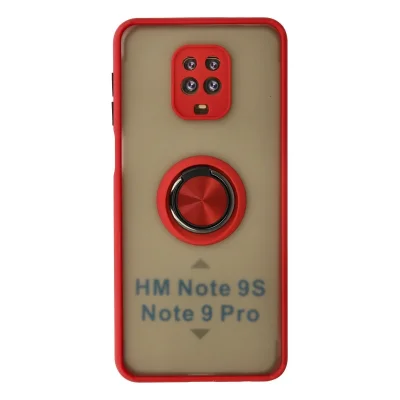 BUĞZ Xiaomi Redmi Note 9 Pro Kılıf Montreal Yüzüklü Silikon Kapak - Kırmızı