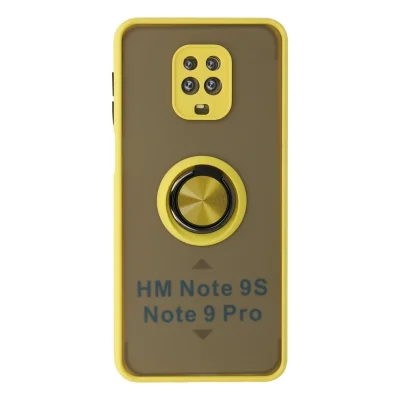 BUĞZ Xiaomi Redmi Note 9 Pro Kılıf Montreal Yüzüklü Silikon Kapak - Sarı