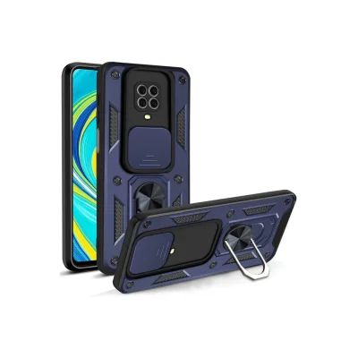 BUĞZ Xiaomi Redmi Note 9 Pro Kılıf Pars Lens Yüzüklü Silikon - Lacivert