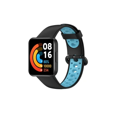 BUĞZ Xiaomi Redmi Watch 2 Spor Delikli Kordon - Siyah-mavi