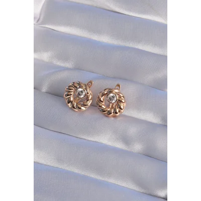 BUĞZ XUPİNG Rose Renk Oval Zirkon Taşlı Burgu Model Küpe - Lisinya