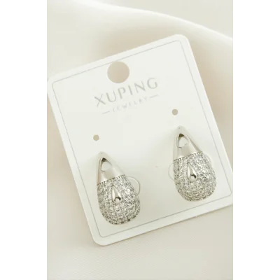  Xuping Su Damlası Zirkon Taşlı Lüks Çelik Küpe