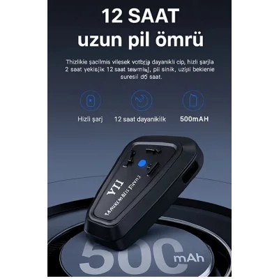 BUĞZ Y11 Bluetooth Kulaklık Mikrofonlu Motosiklet Kulaklığı İntercom Bt 5.3
