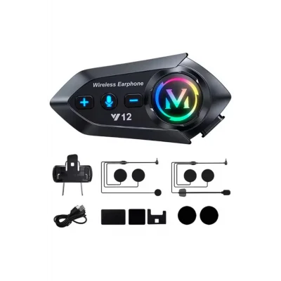 BUĞZ Y12  Motor Kask Kulaklık Rgb Modlu Radyolu Motosiklet Kulaklık 5.3 Bluetooth Intercom