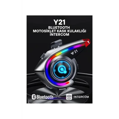 BUĞZ Y21 Rgb Işık Efektli Intercom Bluetooth Motosiklet Kask Kulaklığı Intercom Kulaklık