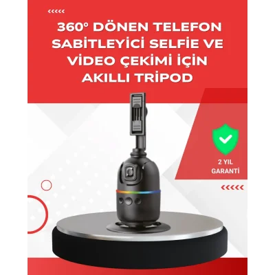 BUĞZ Yapay Zeka Destekli Yüz Takip Özellikli 360 Derece Dönen Masaüstü Telefon Sabitleyici