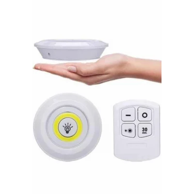 BUĞZ Yapışkanlı 3lü Spot Led Işık Lamba Montajsız Pilli Uzaktan Kumandalı - BUĞZ