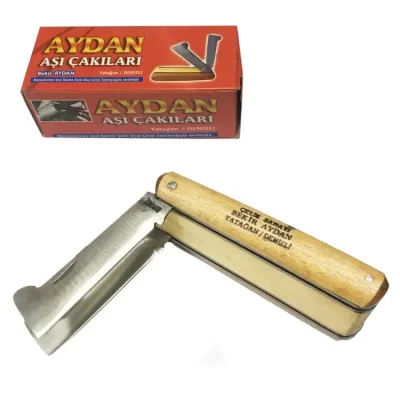 BUĞZ Yatağan İkili Ceviz Aşı Çakı,  Bıçağı - Ahşap Saplı