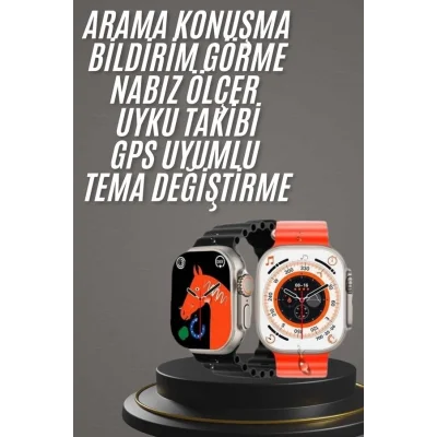 BUĞZ Yeni Model Akıllı Saat Ultra Smart Watch Gümüş Kasa 45mm Titreşim