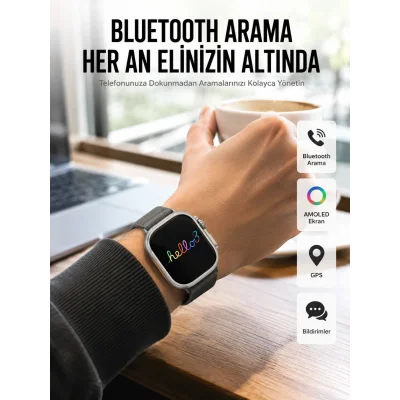 BUĞZ Yeni Nesil 3 Kordonlu Kol Saati 49 MM Amoled Ekran Akıllı Saat