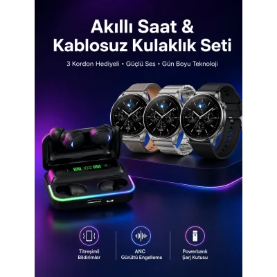 BUĞZ Yeni Nesil Akıllı Saat Ve Bluetooth Kulaklık Titreşim Bildirimleri Uyku Takibi
