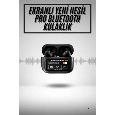  Yeni Nesil ANC Özellikli Çağrı Cevaplayan Dokunmatik Ekranlı Bluetooth Kulaklık Siyah