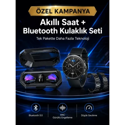 BUĞZ Yeni Nesil Kampanyası Bluetooth Bağlantılı Akıllı Saat ve Kablosuz Kulaklık Dijital Göstergeli