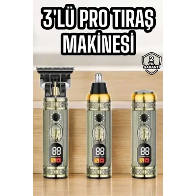 Yeni Nesil Tıraş Makinesi Pro 3 Başlıklı Dijital Göstergeli