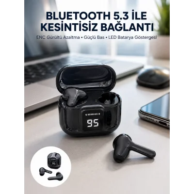BUĞZ Yeni Nesil Ultrapods Pro Bluetooth Kulaklık Extra Bass Yüksek Mikrofon Kalitesi