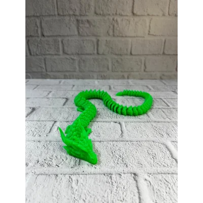 BUĞZ Yeşil Hareketli Ejderha Figürü Esnek Gövdeli Fantastik Dekor 60 cm - Lisinya