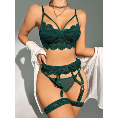 BUĞZ Yeşil Jartiyer Fantezi 5li Takım 2062