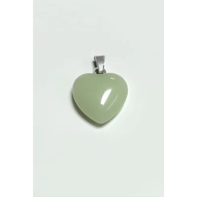 BUĞZ Yeşim Kalpli Doğaltaş Kolye Ucu Küçük 1,5 cm