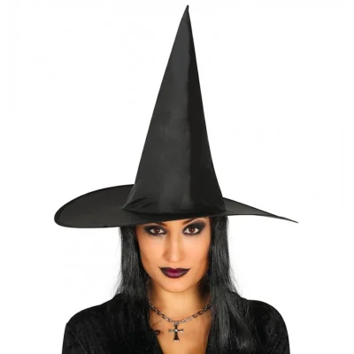 BUĞZ Yetişkin Boy Siyah Cadı Şapkası ve Uzun Siyah Cadı Peruğu