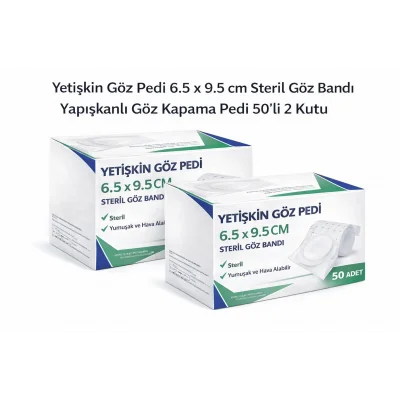 BUĞZ Yetişkin Göz Pedi 6.5 x 9.5 cm Steril Yapışkanlı Göz Bandı 50’li 2 Kutu Göz Kapama Pedi