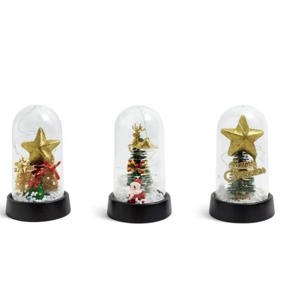 BUĞZ Yılbaşı Temalı Işıklı  Dekoratif Cam Fanus Alk5038 - BUĞZ