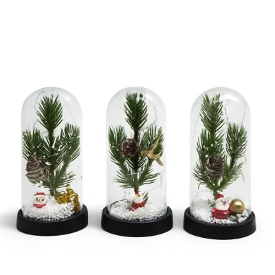 BUĞZ Yılbaşı Temalı Işıklı  Dekoratif Cam Fanus Alk5074 - BUĞZ