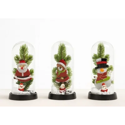 BUĞZ Yılbaşı Temalı Işıklı  Dekoratif Cam Fanus Alk5075 - BUĞZ