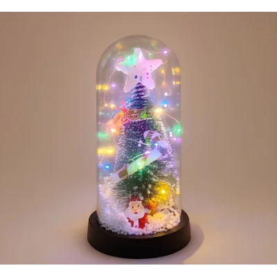 BUĞZ Yılbaşı Temalı Işıklı  Dekoratif Cam Fanus Alk5077