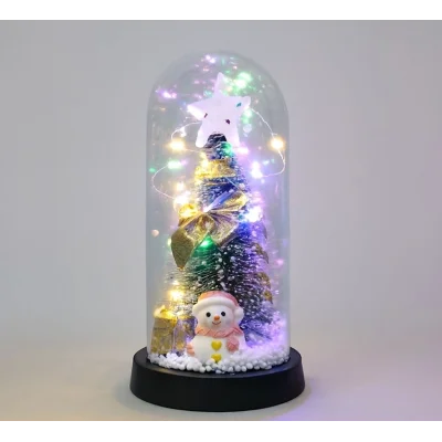 BUĞZ Yılbaşı Temalı Işıklı  Dekoratif Cam Fanus Alk5079