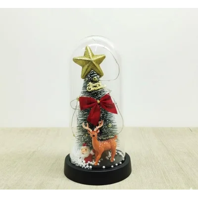 BUĞZ Yılbaşı Temalı Işıklı  Dekoratif Cam Fanus Alk5080 - BUĞZ