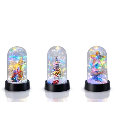 BUĞZ Yılbaşı Temalı Işıklı Dekoratif Cam Fanus - Model 10