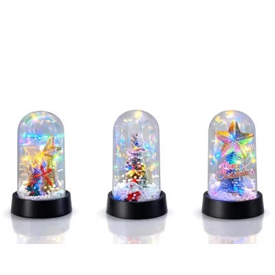 BUĞZ Yılbaşı Temalı Işıklı Dekoratif Cam Fanus - Model 10