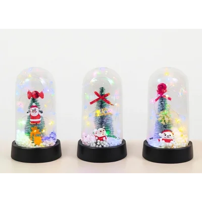 BUĞZ Yılbaşı Temalı Işıklı Dekoratif Cam Fanus - Model 2