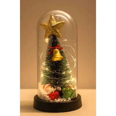 BUĞZ Yılbaşı Temalı Işıklı Dekoratif Cam Fanus - Model 6