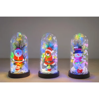 BUĞZ Yılbaşı Temalı Işıklı Dekoratif Cam Fanus - Model 8