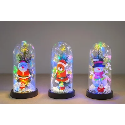 BUĞZ Yılbaşı Temalı Işıklı Dekoratif Cam Fanus - Model 8