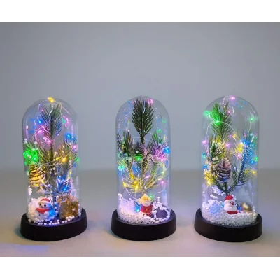 BUĞZ Yılbaşı Temalı Işıklı Dekoratif Cam Fanus - Model 9