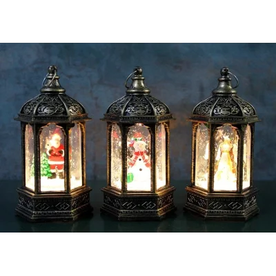 BUĞZ Yılbaşı Temalı Işıklı Kar Küresi Siyah Tasarım