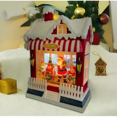 BUĞZ Yılbaşı Temalı Işıklı Müzikli Kar Küresi Ev Tasarımlı