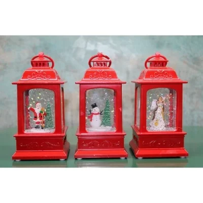  Yılbaşı Temalı Işıklı Müzikli Kar Küresi Kırmızı Tasarımlı