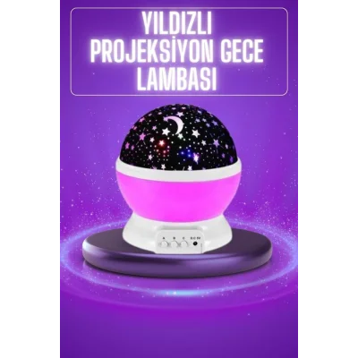 BUĞZ Yıldız Görünümlü Gece Lambası Renkli Masa Lambası Gökyüzü Projeksiyon - BUĞZ