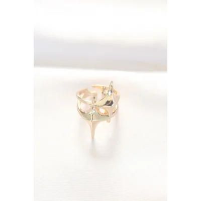 BUĞZ Yıldız Model Gold Renk Ayarlanabilir Yüzük - Lisinya