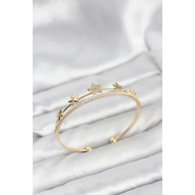 BUĞZ Yıldız Model Gold Renk Pirinç Kadın Bileklik