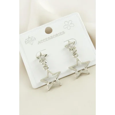 BUĞZ Yıldız Taşlı Metal Küpe