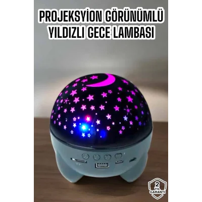 BUĞZ Yıldız Yansıtmalı Projeksiyon Gece Lambası Şarjlı Taşınabilir