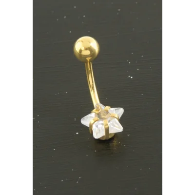  Yıldız Zirkon Taşlı Çelik Piercing 1 Adet