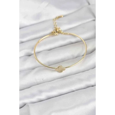 BUĞZ Yonca Model Gold Renk Kadın Bileklik