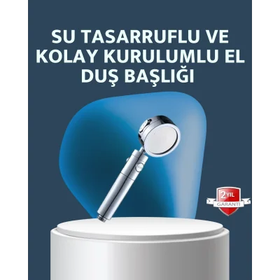 BUĞZ Yüksek Basınçlı 3 Fonksiyonlu Duş Başlığı
