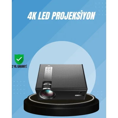 BUĞZ Yüksek Parlaklıkta Projeksiyon Cihazı – 1080p Destekli, Taşınabilir Ev Sineması Sistemi