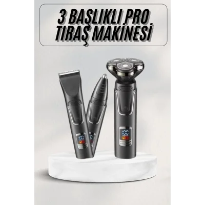 BUĞZ Yüksek Performanslı 3 Başlıklı Profesyonel Şarjlı Islak ve Kuru Kullanıma Uygun
